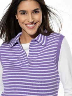 Streifen-Pullunder Polokragen
