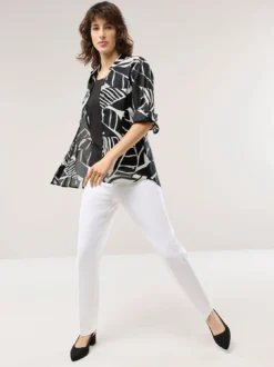 Tunika-Bluse mit Stehkragen