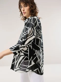 Tunika-Bluse mit Stehkragen