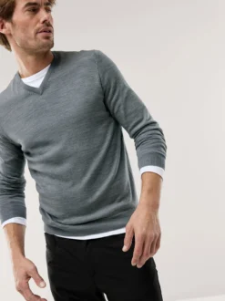 V-Pullover Merino Extrafein