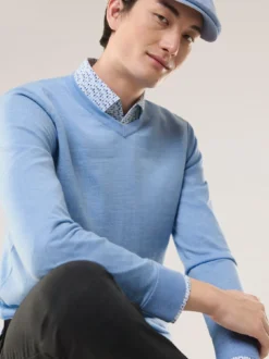 V-Pullover Merino Extrafein